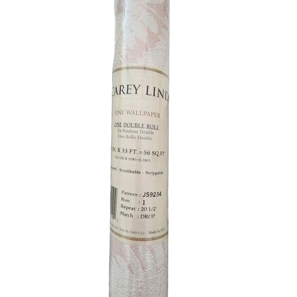 Wallpaper 2 New Rolls Carey Lind Pink White Textured Tropical 112 SQ FT Total - Picture 3 of 16